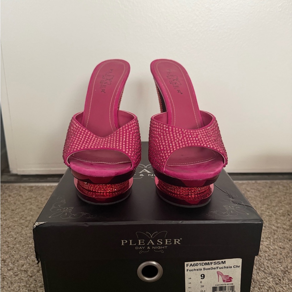 Pleaser Pink Rhinestone Platform Heels